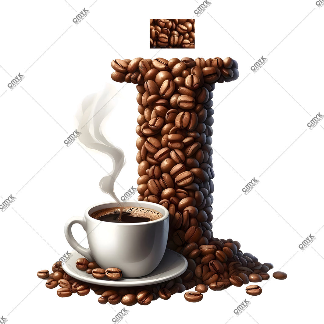 KAHVE HARFLER DTF TRANSFER- İ